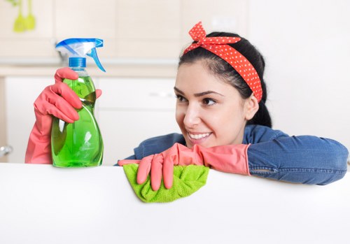 Local technician performing hygienic mattress cleaning indoors