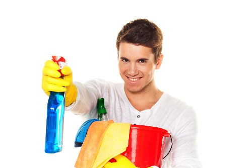 Weekly cleaning tasks in a Westhampstead kitchen and bathroom setting